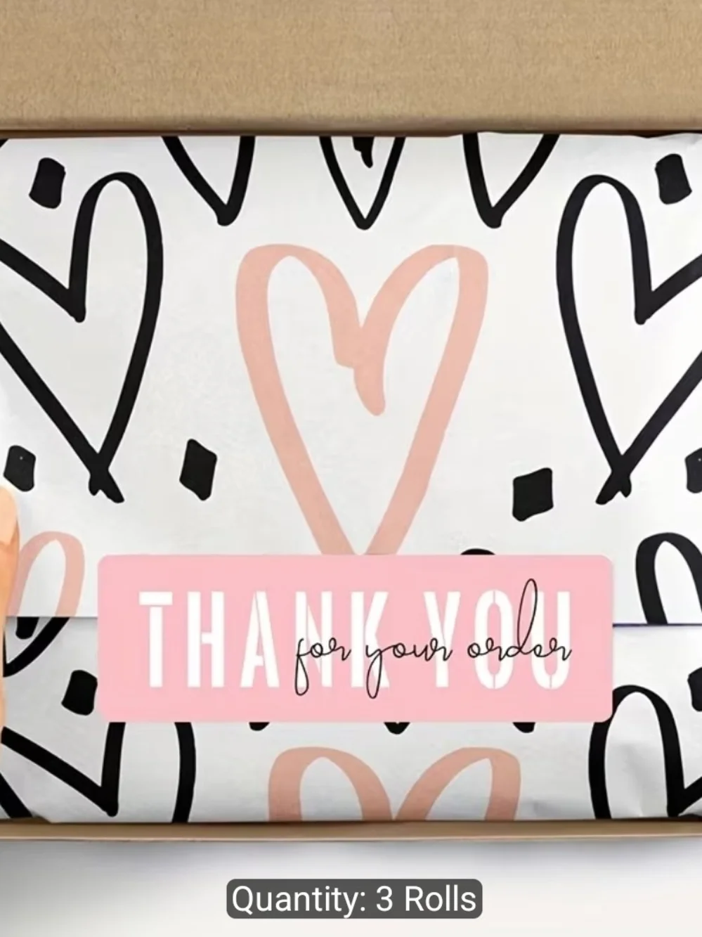 120pcs/roll Thank You Sticker Roll Set - Pink & White
